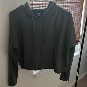 Aerie forest green cropped drawstring hoodie